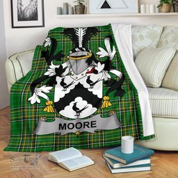 Scottish Moore Coat of Arms Family Crest Ireland Blanket Irish National Tartan Irish County Blanket