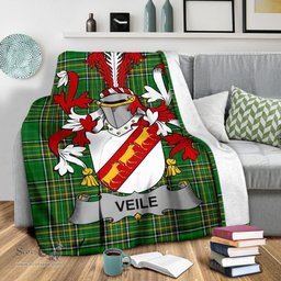Scottish Veile or Veale Coat of Arms Family Crest Ireland Blanket Irish National Tartan Irish County Blanket