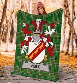 Scottish Veile or Veale Coat of Arms Family Crest Ireland Blanket Irish National Tartan Irish County Blanket
