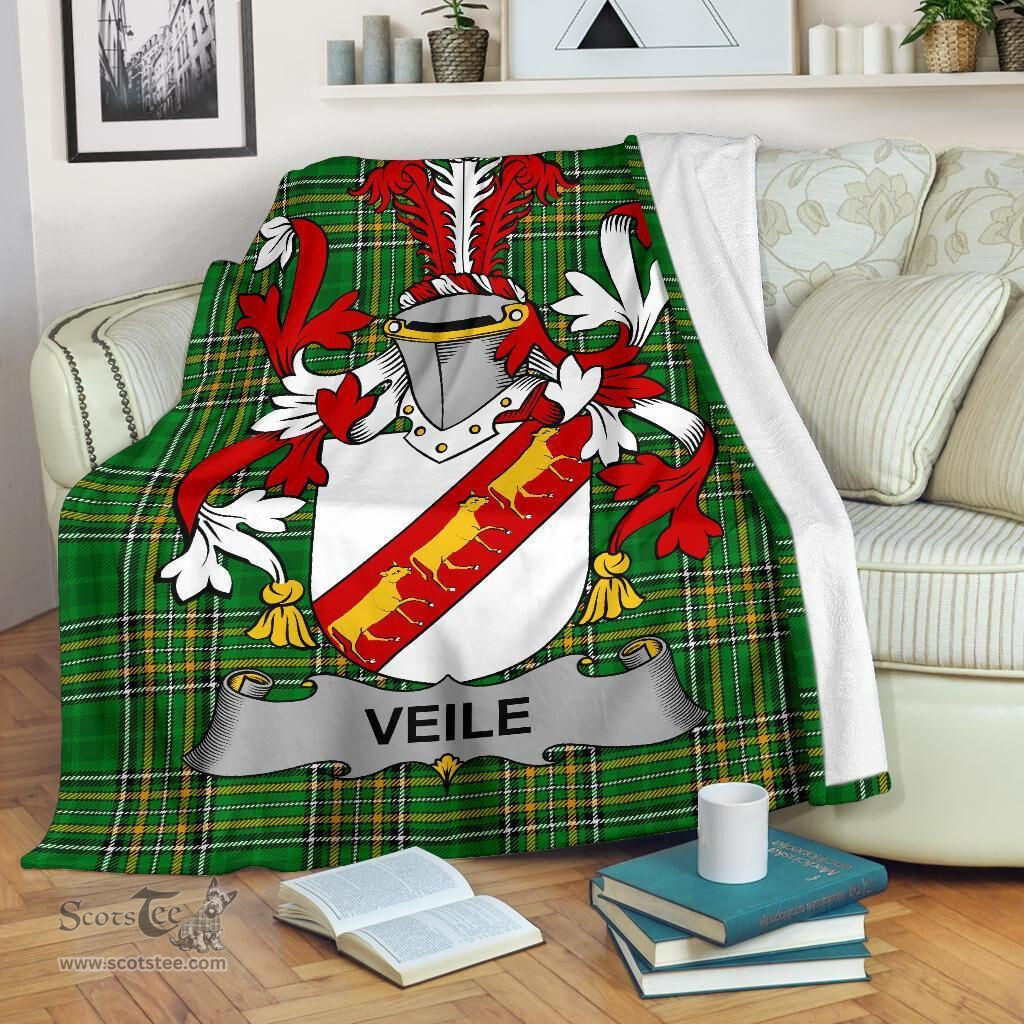 Scottish Veile or Veale Coat of Arms Family Crest Ireland Blanket Irish National Tartan Irish County Blanket
