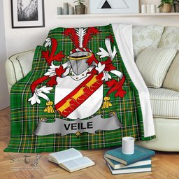 Scottish Veile or Veale Coat of Arms Family Crest Ireland Blanket Irish National Tartan Irish County Blanket