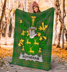 Scottish Rotheram Coat of Arms Family Crest Ireland Blanket Irish National Tartan Irish County Blanket