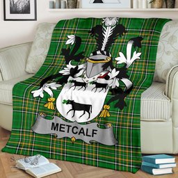 Scottish Metcalf or Metcalfe Coat of Arms Family Crest Ireland Blanket Irish National Tartan Irish County Blanket