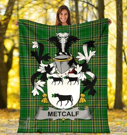 Scottish Metcalf or Metcalfe Coat of Arms Family Crest Ireland Blanket Irish National Tartan Irish County Blanket