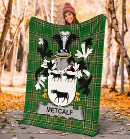 Scottish Metcalf or Metcalfe Coat of Arms Family Crest Ireland Blanket Irish National Tartan Irish County Blanket