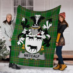 Scottish Metcalf or Metcalfe Coat of Arms Family Crest Ireland Blanket Irish National Tartan Irish County Blanket