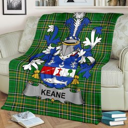 Scottish Keane or O'Cahan Coat of Arms Family Crest Ireland Blanket Irish National Tartan Irish County Blanket