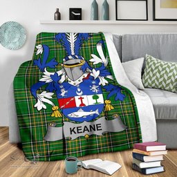 Scottish Keane or O'Cahan Coat of Arms Family Crest Ireland Blanket Irish National Tartan Irish County Blanket