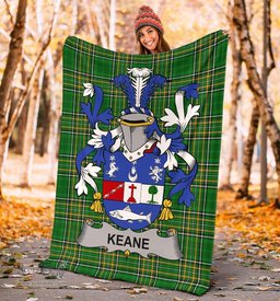 Scottish Keane or O'Cahan Coat of Arms Family Crest Ireland Blanket Irish National Tartan Irish County Blanket