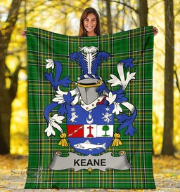 Scottish Keane or O'Cahan Coat of Arms Family Crest Ireland Blanket Irish National Tartan Irish County Blanket
