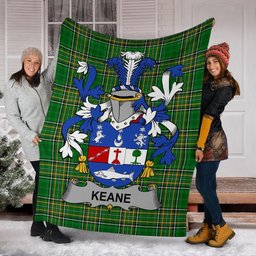 Scottish Keane or O'Cahan Coat of Arms Family Crest Ireland Blanket Irish National Tartan Irish County Blanket
