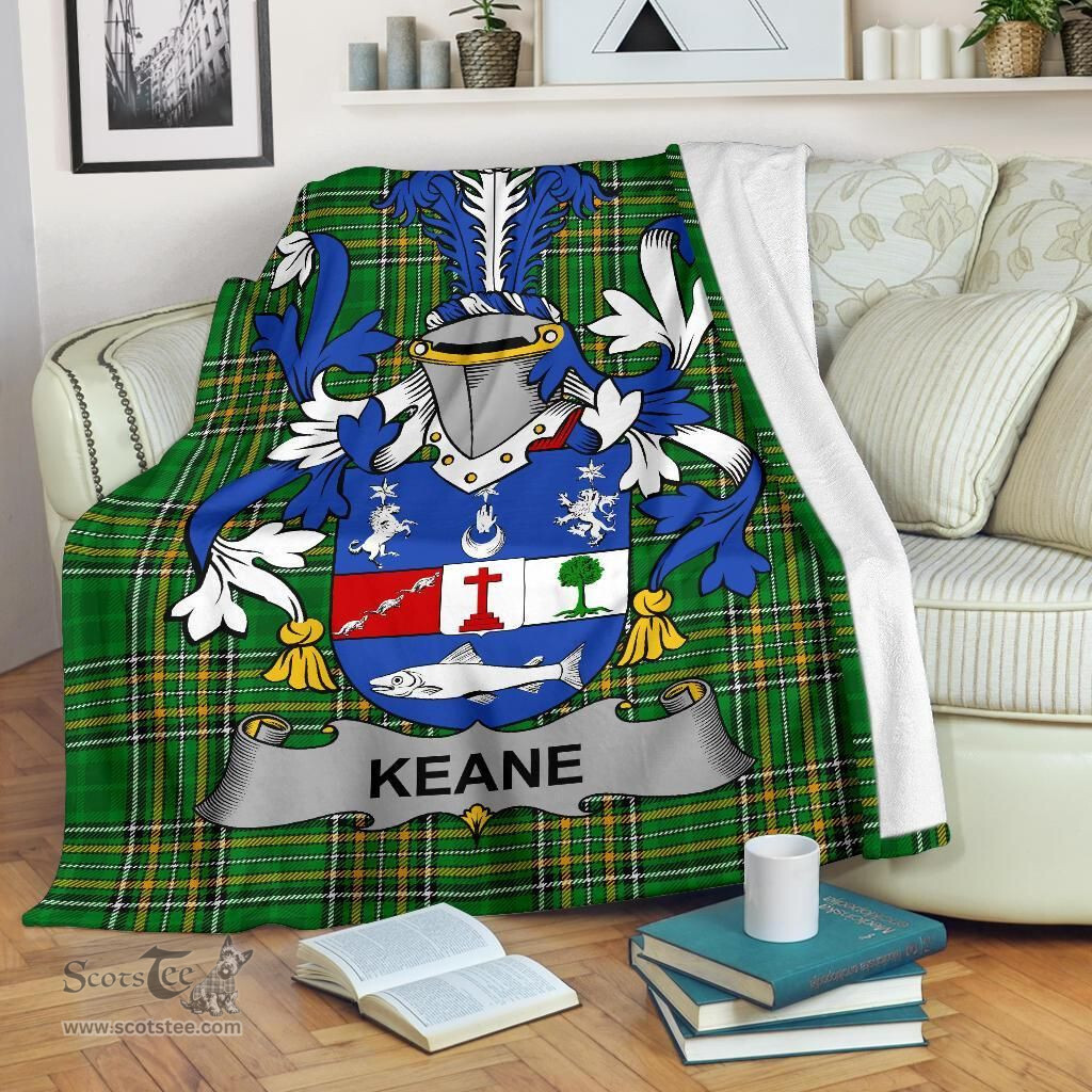 Scottish Keane or O'Cahan Coat of Arms Family Crest Ireland Blanket Irish National Tartan Irish County Blanket