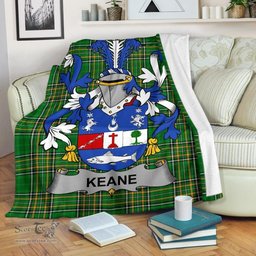 Scottish Keane or O'Cahan Coat of Arms Family Crest Ireland Blanket Irish National Tartan Irish County Blanket