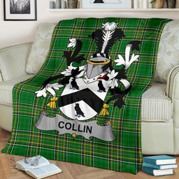Scottish Collin Coat of Arms Family Crest Ireland Blanket Irish National Tartan Irish County Blanket