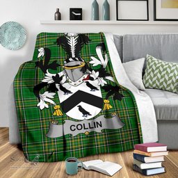 Scottish Collin Coat of Arms Family Crest Ireland Blanket Irish National Tartan Irish County Blanket