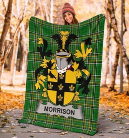Scottish Morrison Coat of Arms Family Crest Ireland Blanket Irish National Tartan Irish County Blanket