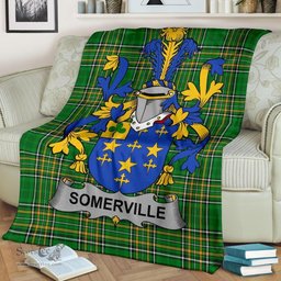 Scottish Somerville Coat of Arms Family Crest Ireland Blanket Irish National Tartan Irish County Blanket