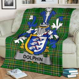 Scottish Dolphin or Dolphyn Coat of Arms Family Crest Ireland Blanket Irish National Tartan Irish County Blanket