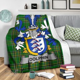 Scottish Dolphin or Dolphyn Coat of Arms Family Crest Ireland Blanket Irish National Tartan Irish County Blanket