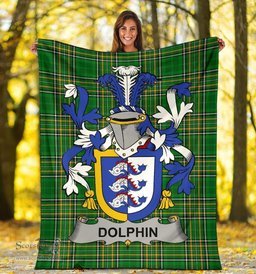Scottish Dolphin or Dolphyn Coat of Arms Family Crest Ireland Blanket Irish National Tartan Irish County Blanket