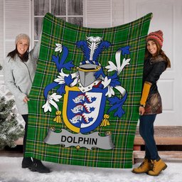 Scottish Dolphin or Dolphyn Coat of Arms Family Crest Ireland Blanket Irish National Tartan Irish County Blanket
