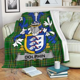 Scottish Dolphin or Dolphyn Coat of Arms Family Crest Ireland Blanket Irish National Tartan Irish County Blanket