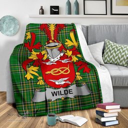 Scottish Wilde Coat of Arms Family Crest Ireland Blanket Irish National Tartan Irish County Blanket