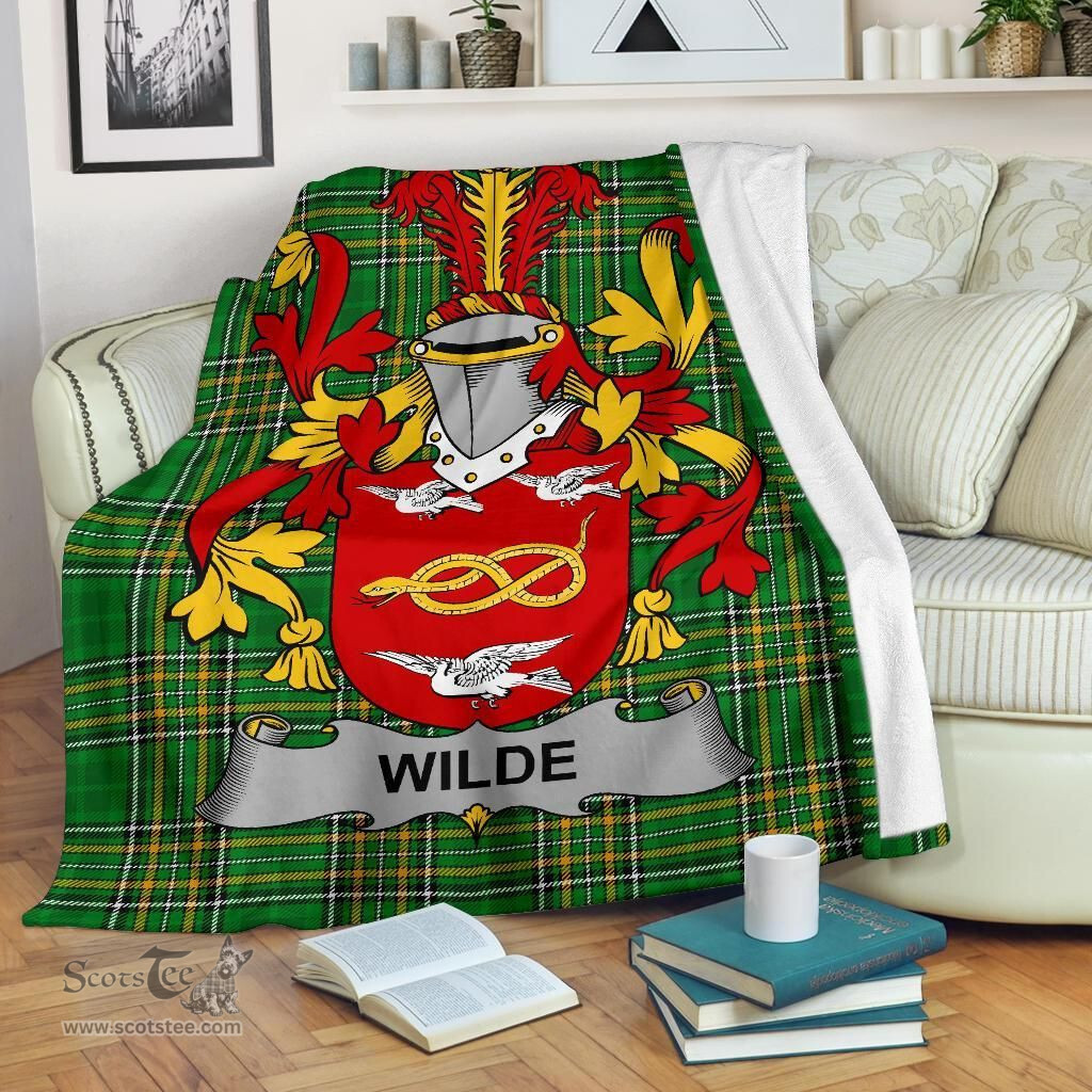 Scottish Wilde Coat of Arms Family Crest Ireland Blanket Irish National Tartan Irish County Blanket
