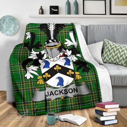 Scottish Jackson Coat of Arms Family Crest Ireland Blanket Irish National Tartan Irish County Blanket