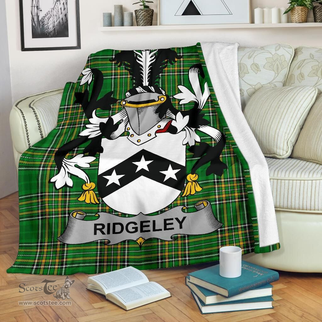 Scottish Ridgeley Coat of Arms Family Crest Ireland Blanket Irish National Tartan Irish County Blanket