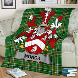 Scottish Monck or Moncke Coat of Arms Family Crest Ireland Blanket Irish National Tartan Irish County Blanket