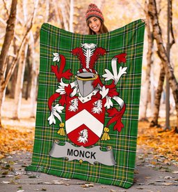 Scottish Monck or Moncke Coat of Arms Family Crest Ireland Blanket Irish National Tartan Irish County Blanket