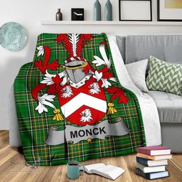 Scottish Monck or Moncke Coat of Arms Family Crest Ireland Blanket Irish National Tartan Irish County Blanket