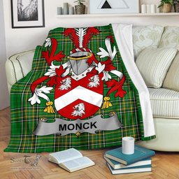 Scottish Monck or Moncke Coat of Arms Family Crest Ireland Blanket Irish National Tartan Irish County Blanket