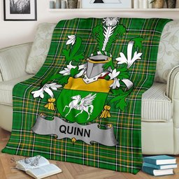 Scottish Quinn or O'Quin Coat of Arms Family Crest Ireland Blanket Irish National Tartan Irish County Blanket