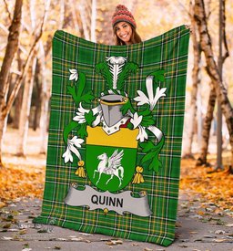 Scottish Quinn or O'Quin Coat of Arms Family Crest Ireland Blanket Irish National Tartan Irish County Blanket