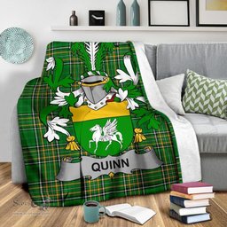 Scottish Quinn or O'Quin Coat of Arms Family Crest Ireland Blanket Irish National Tartan Irish County Blanket