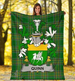 Scottish Quinn or O'Quin Coat of Arms Family Crest Ireland Blanket Irish National Tartan Irish County Blanket