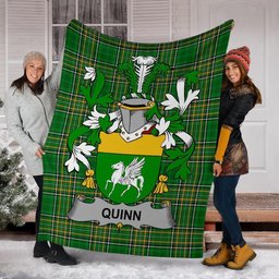 Scottish Quinn or O'Quin Coat of Arms Family Crest Ireland Blanket Irish National Tartan Irish County Blanket