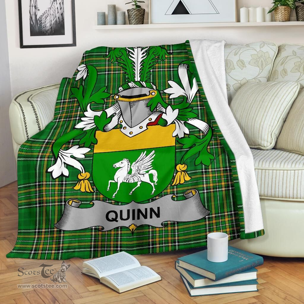 Scottish Quinn or O'Quin Coat of Arms Family Crest Ireland Blanket Irish National Tartan Irish County Blanket