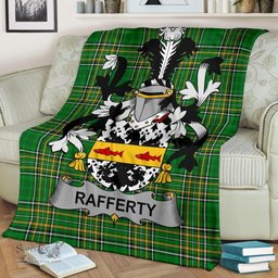 Scottish Rafferty or O'Rafferty Coat of Arms Family Crest Ireland Blanket Irish National Tartan Irish County Blanket