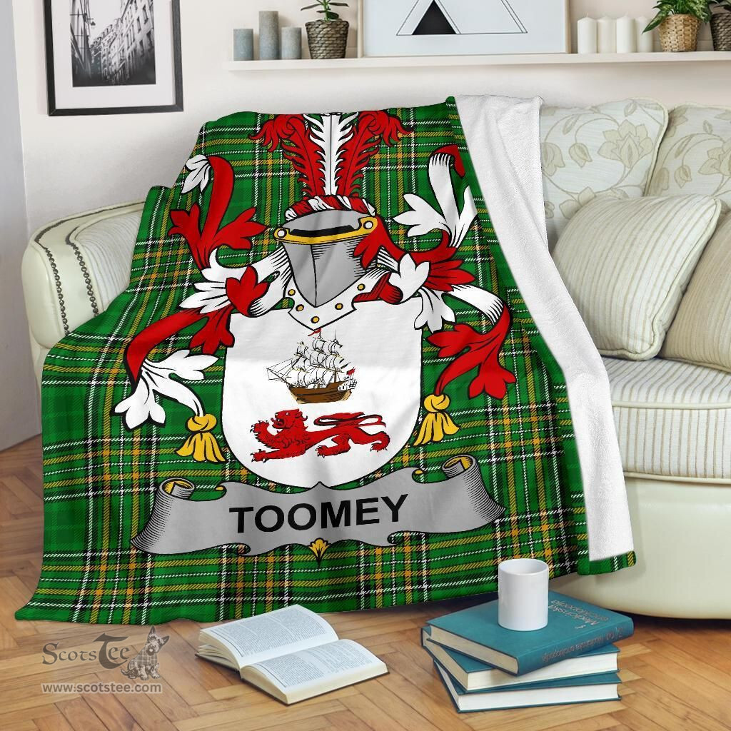Scottish Toomey or O'Twomey Coat of Arms Family Crest Ireland Blanket Irish National Tartan Irish County Blanket
