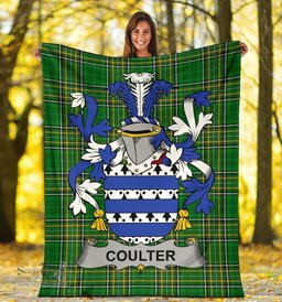 Scottish Coulter or O'Coulter Coat of Arms Family Crest Ireland Blanket Irish National Tartan Irish County Blanket