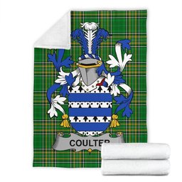 Scottish Coulter or O'Coulter Coat of Arms Family Crest Ireland Blanket Irish National Tartan Irish County Blanket