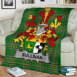 Scottish Sullivan or O'Sullivan Coat of Arms Family Crest Ireland Blanket Irish National Tartan Irish County Blanket