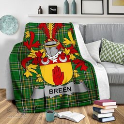 Scottish Breen or O'Breen Coat of Arms Family Crest Ireland Blanket Irish National Tartan Irish County Blanket