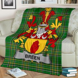 Scottish Breen or O'Breen Coat of Arms Family Crest Ireland Blanket Irish National Tartan Irish County Blanket