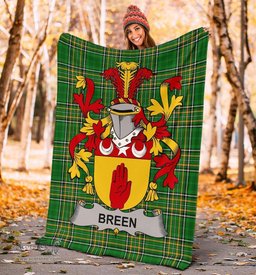 Scottish Breen or O'Breen Coat of Arms Family Crest Ireland Blanket Irish National Tartan Irish County Blanket