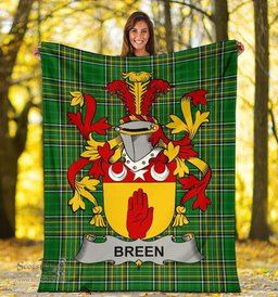 Scottish Breen or O'Breen Coat of Arms Family Crest Ireland Blanket Irish National Tartan Irish County Blanket
