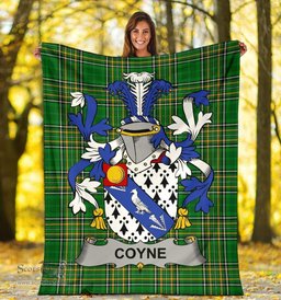 Scottish Coyne or O'Coyne Coat of Arms Family Crest Ireland Blanket Irish National Tartan Irish County Blanket